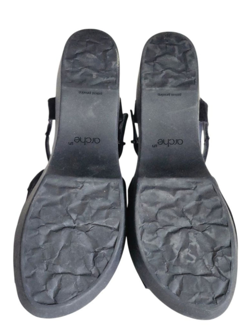 ARCHE Kimloo Platform Sandals Black Nubuck Leather Slingback‎ Size 39 8 - Picture 8 of 10